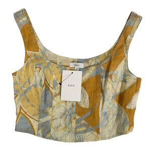 A.L.C. Isabel Sea Glass Crop Top Women's Size 4 Sleeveless Scoop Neck New